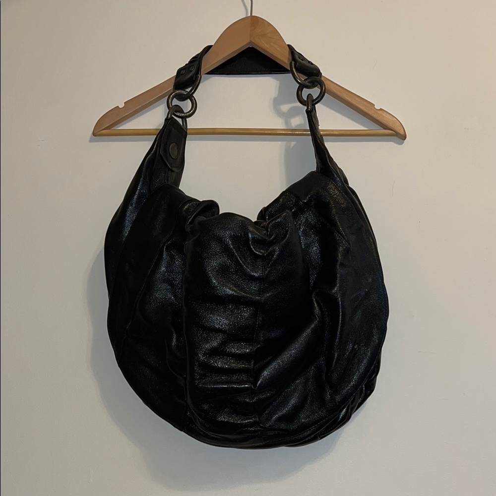 Dominique Cohen Elegant Black Leather Hobo Bag (rare because not many were made)